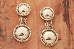 Navajo Artist Artie Yellowhorse Sterling Silver Dangle Post Earrings